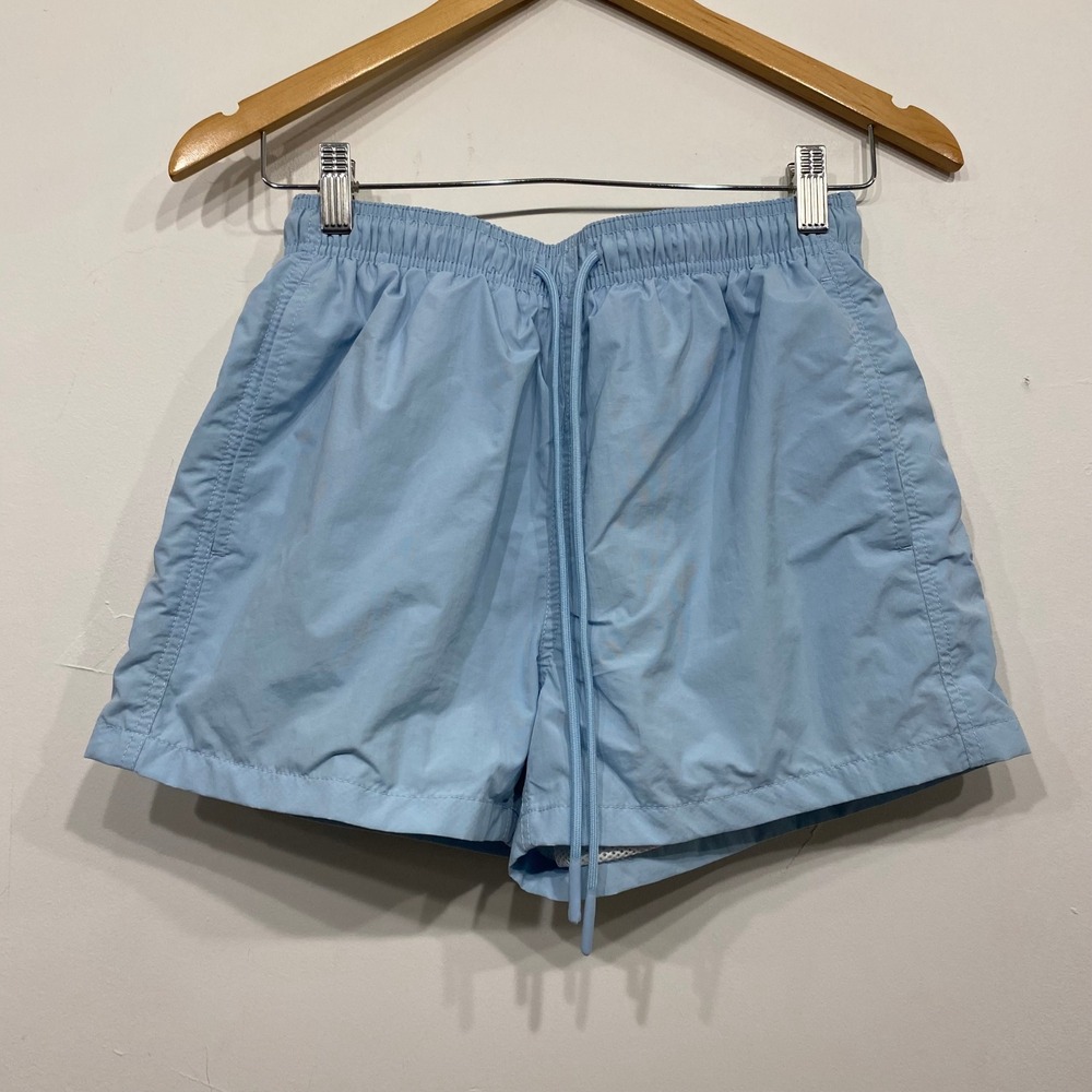 Urban Outfitters Standard Cloth Light Blue Nylon Swim Trunks Mesh Lined Small
